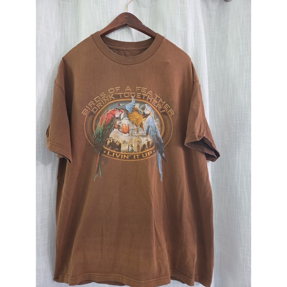 Vintage Birds Of A Feather Drink Together T-Shirt Men's Size XL Paradise